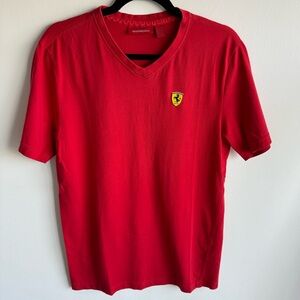 Ferrari Classic Scuderia Red Short Sleeve V-Neck T-Shirt Small